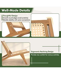 Gouun Teak Wood Dining Chair with Handwoven Rattan Seat and Backrest