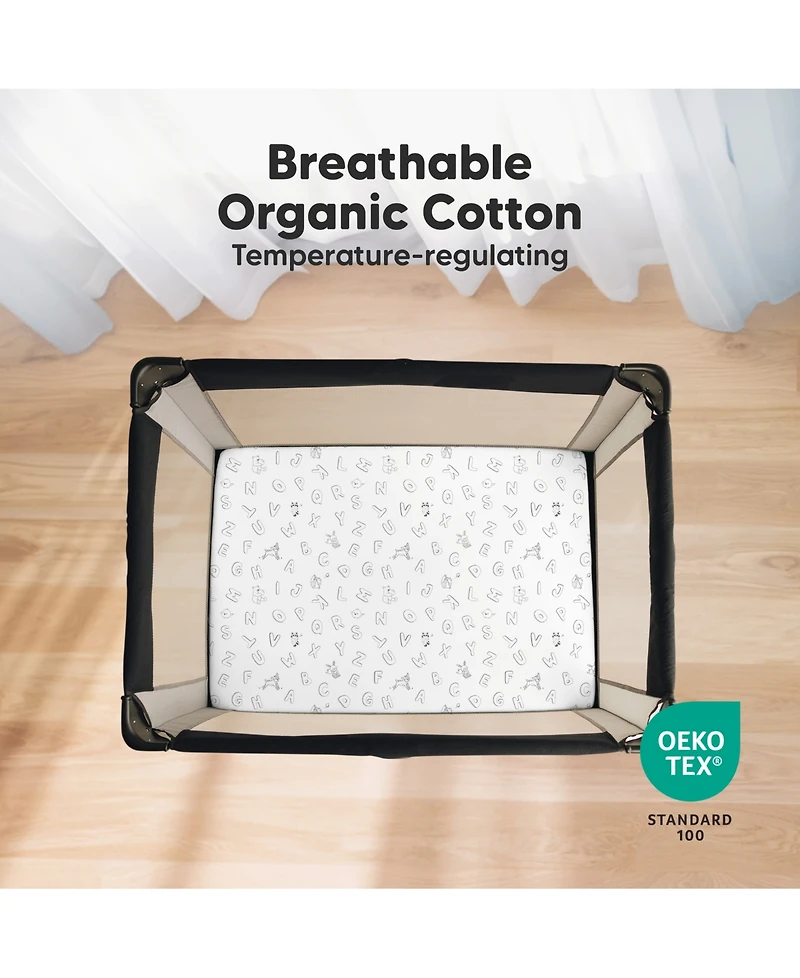 KeaBabies Mini Crib Sheets for Baby Girls, Boys, 2-Pack Soothe Pack and Play Fitted, N Mattress Sheet