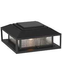 John Timberland Gregor 6" High Modern Outdoor Pier Mount Light Fixture Porch House Exterior Weatherproof Black Seeded Glass Shade