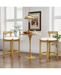 Costway 24" Counter Height Bar Stools Set of 2 with Backrests and Footrests for Dining Room