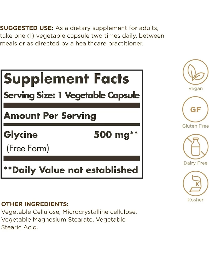 Solgar Glycine, 100 Veg Caps
