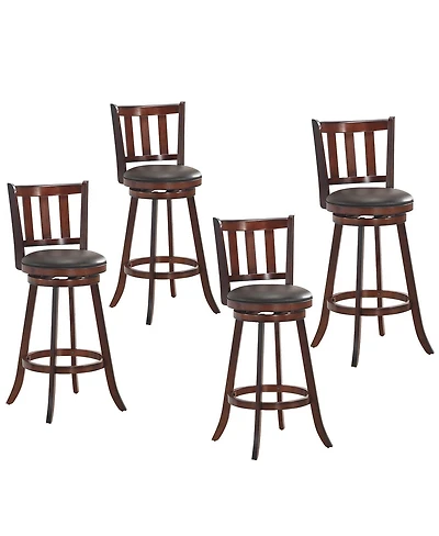 Costway 29.5'' Swivel Bar Stool Leather Padded Dining Kitchen Pub Bistro Chair Low Back