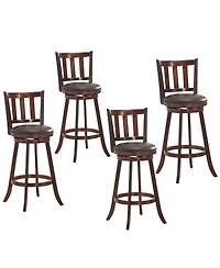 Costway 29.5'' Swivel Bar Stool Leather Padded Dining Kitchen Pub Bistro Chair Low Back