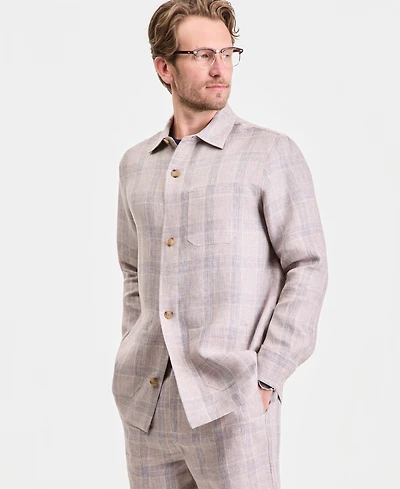 Club Room Men's Dash Plaid Linen Overshirt, Macy's Exclusive - Yd