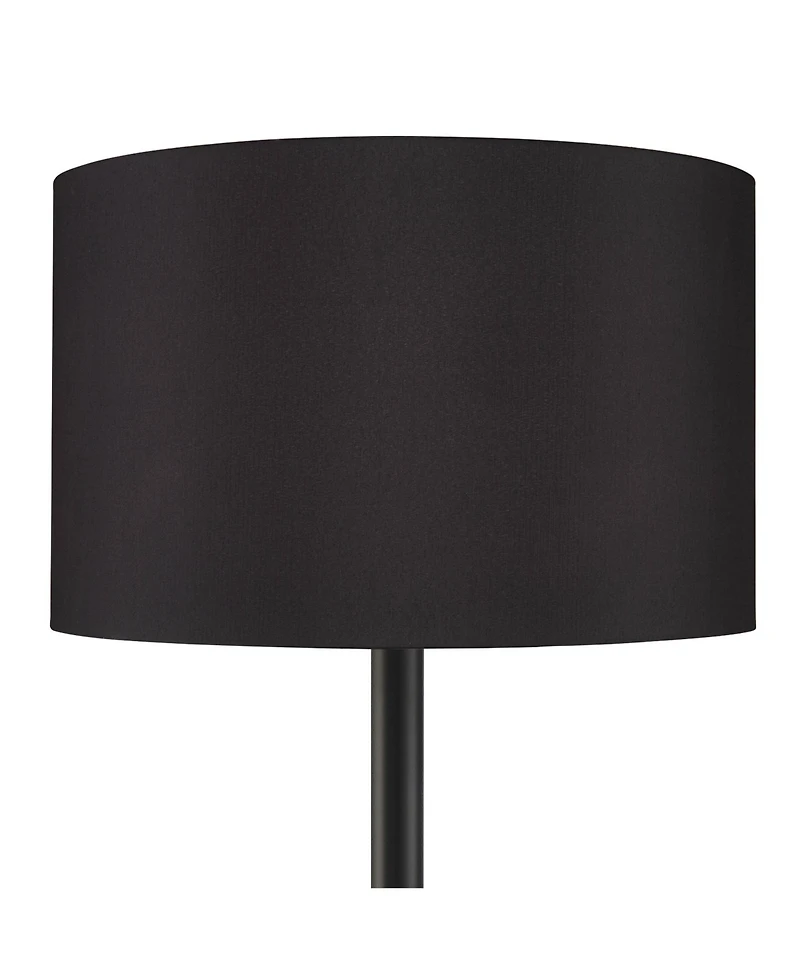 Possini Euro Design Meridian Modern 72" Tall Floor Lamp Black Metal Light Blaster Led Black Drum Shade for Living Room Bedroom Office House