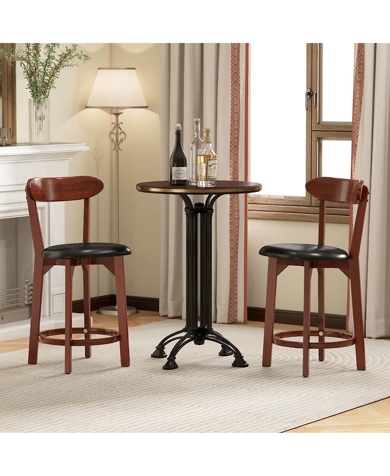 Costway 23.5" Bar Stool with Curved Backrest Footrest Counter Height Stools