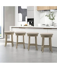 Costway 26.5" Swivel Bar Stools Set of 2 Round Counter Height Barstools with Wooden Frame
