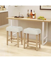 Costway Counter Height Bar Stools Set of 2 with Rubber Wood Legs Footrest Modern for Home