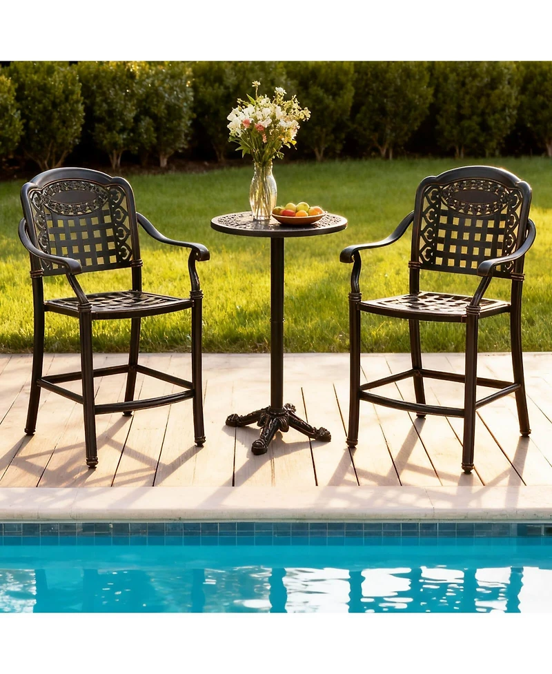 Costway 25.5" Outdoor Bar Stool with Ergonomic Back, Arms and Footrest for Garden