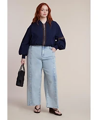 Eloquii Women's Snap Front Midrise Jean