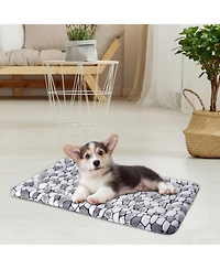 Aronkl Reversible Dog Crate Pad Bed Mat Cool Warm Sleeping For Dogs Cats Machine Washable Multi Use Pet Beds
