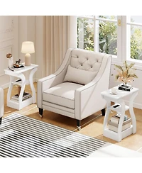 Sugift End Tables Set of Two with Charging Station and Shelves