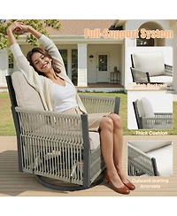 Gymojoy Outdoor Swivel Glider Rocker Chairs Set of 4 - Wicker Patio Furniture All Weather Conversatio Sets for Deck Backyard