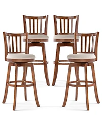 Gymax 30.5'' Swivel Barstools Set of 4 with Backrest and Upholstered Seat Footrest for Pub