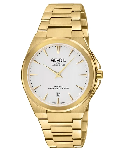 Gevril Men's Montauk Swiss Quartz Ip Gold Bracelet Watch
