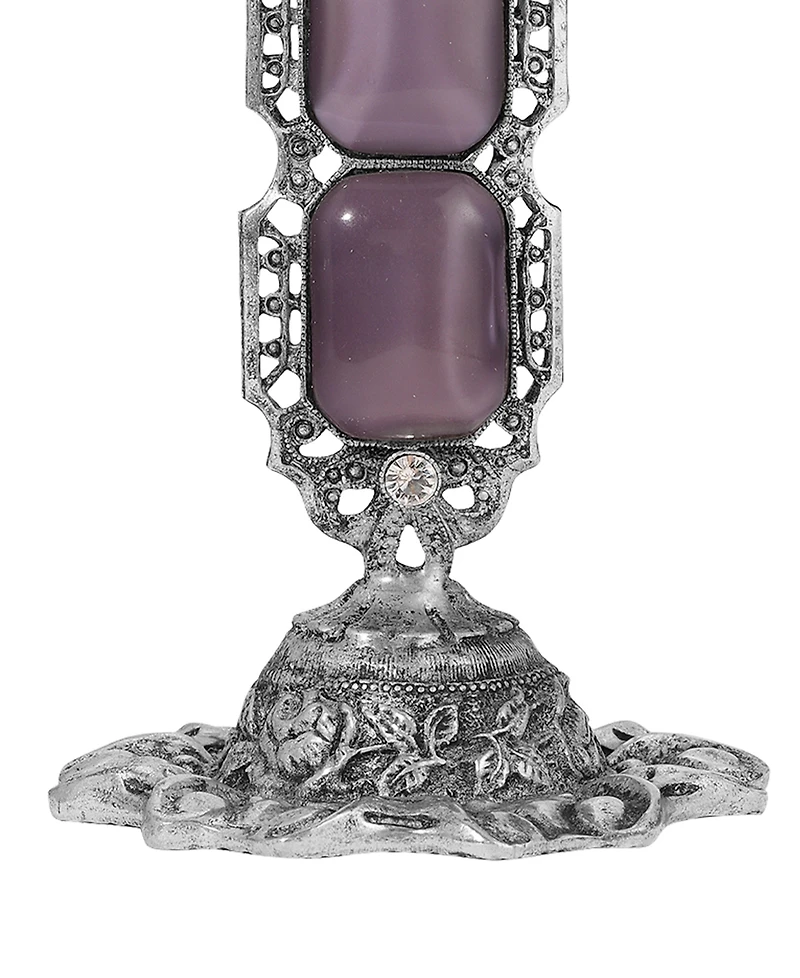 Symbols of Faith Pewter Amethyst Glass Moonstone Octagon Cross Plaque