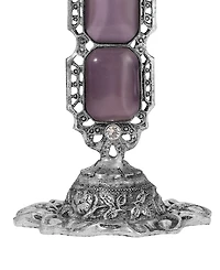 Symbols of Faith Pewter Amethyst Glass Moonstone Octagon Cross Plaque