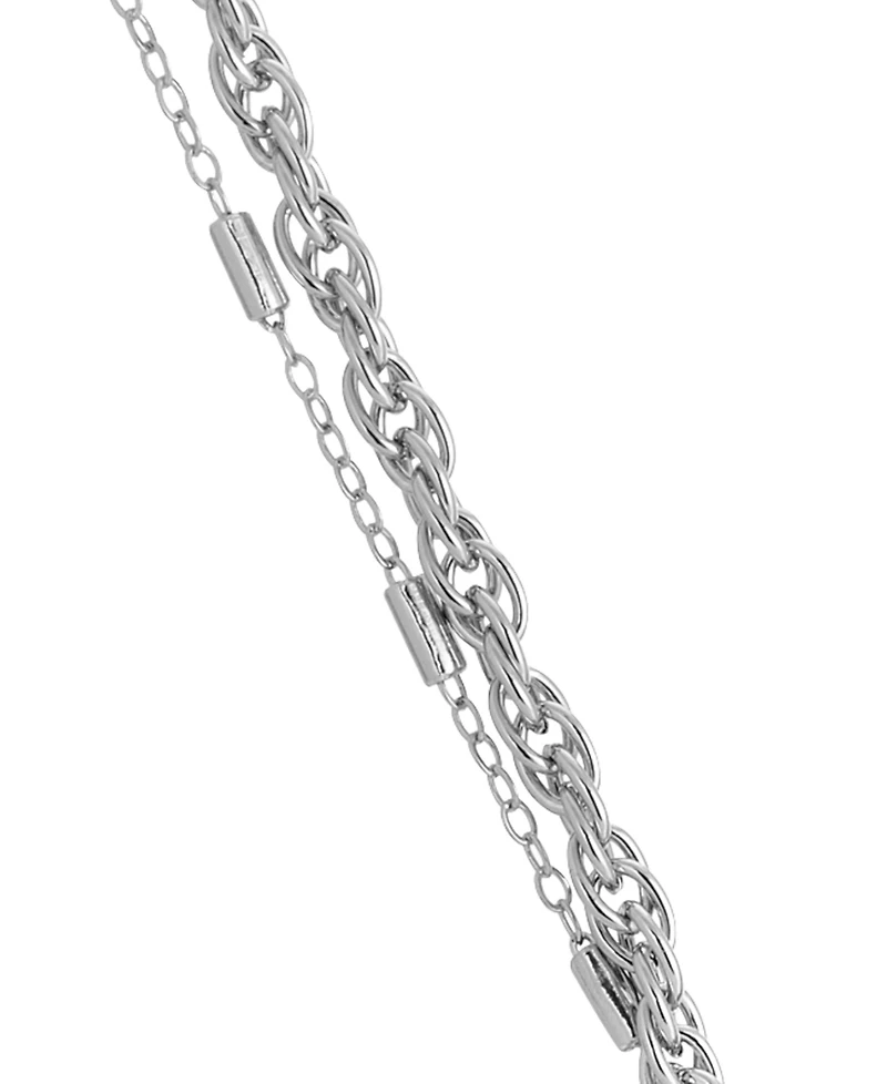 Symbols of Faith Pewter Cross Oval Rose Quartz Necklace