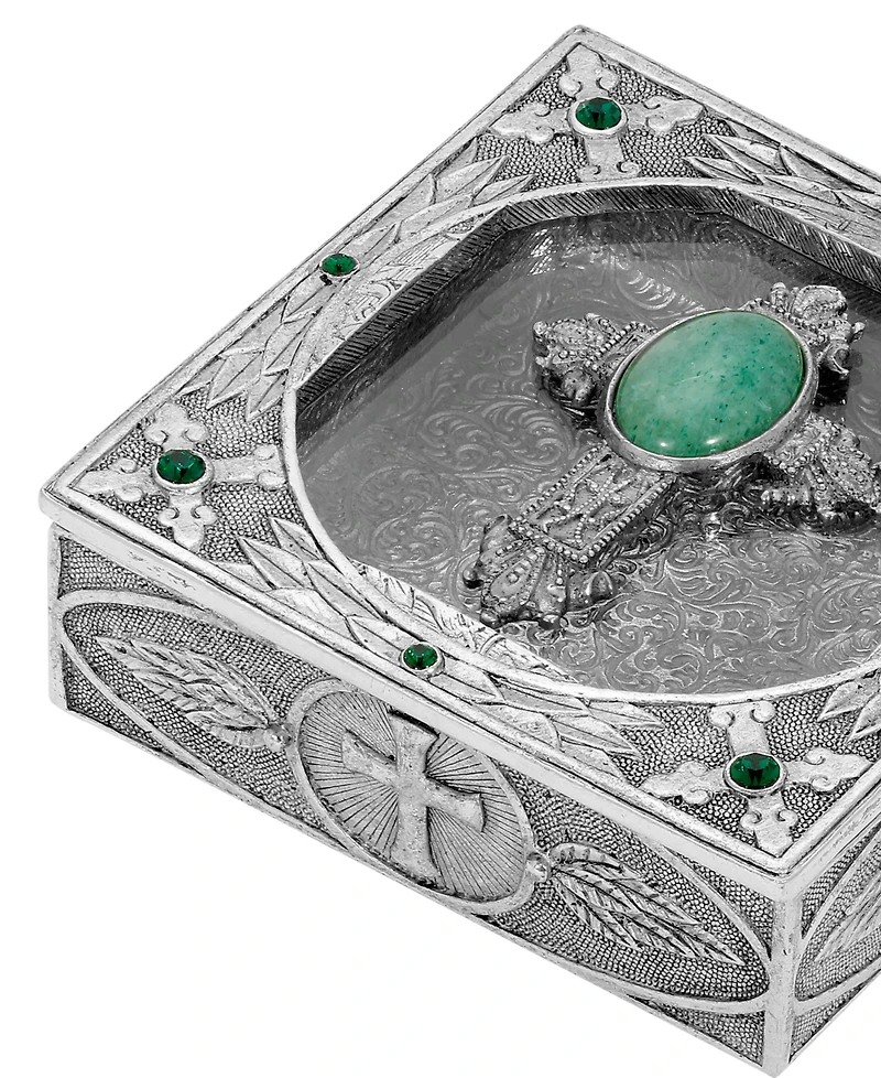 Symbols of Faith Pewter Jade Green Semi Precious Rosary Box