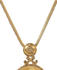 Symbols of Faith 14K Gold Dipped Oval Glass Angel Intaglio Necklace