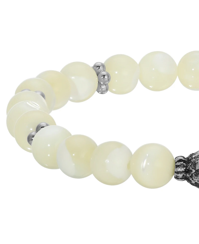 Symbols of Faith Silver Tone Mop Bead Prayer Bracelet