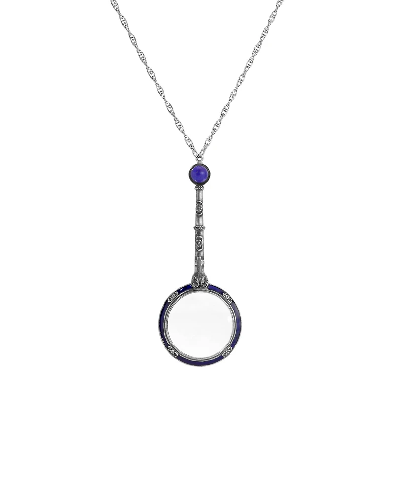 Symbols of Faith Silver Pewter-Tone Cross Magnifying Glass 28" Necklace