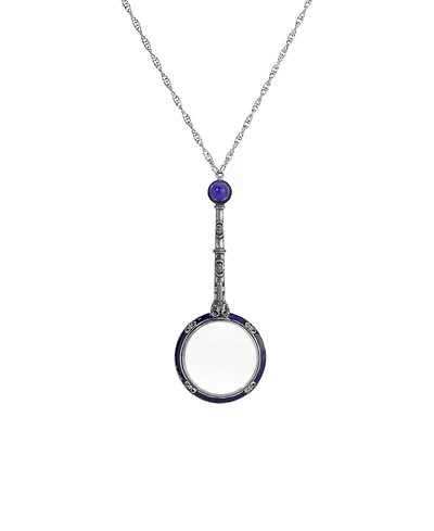 Symbols of Faith Silver Pewter-Tone Cross Magnifying Glass 28" Necklace