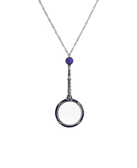 Symbols of Faith Silver Pewter-Tone Cross Magnifying Glass 28" Necklace