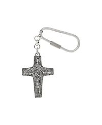 Symbols of Faith Silver Tone Pope Francis Cross Key Fob