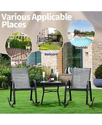 Gymax 4pcs Patio Rocking Chair Heavy-Duty Metal Rocker Outdoor Anti-Slip