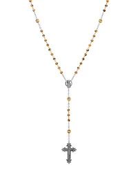 Symbols of Faith Silver-Tone Brown Beaded Crucifix Rosary