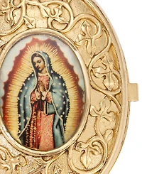 Symbols of Faith Gold Tone Our Lady of Guadalupe Decal Oval Pill Box
