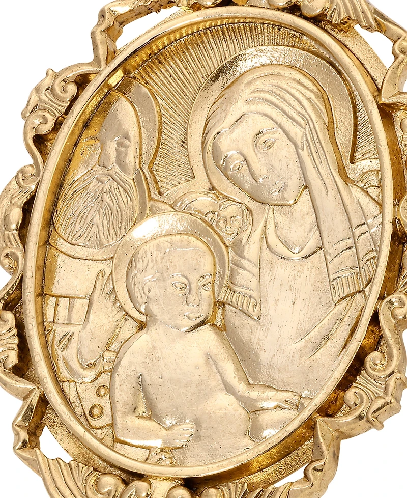 Symbols of Faith Gold Tone Virgin Mary Child Oval Pin