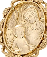 Symbols of Faith Gold Tone Virgin Mary Child Oval Pin