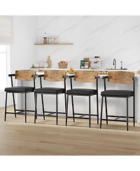 gaomon Set of 2 Counter Stools with Armrest, Upholstered Seat and Wood Back