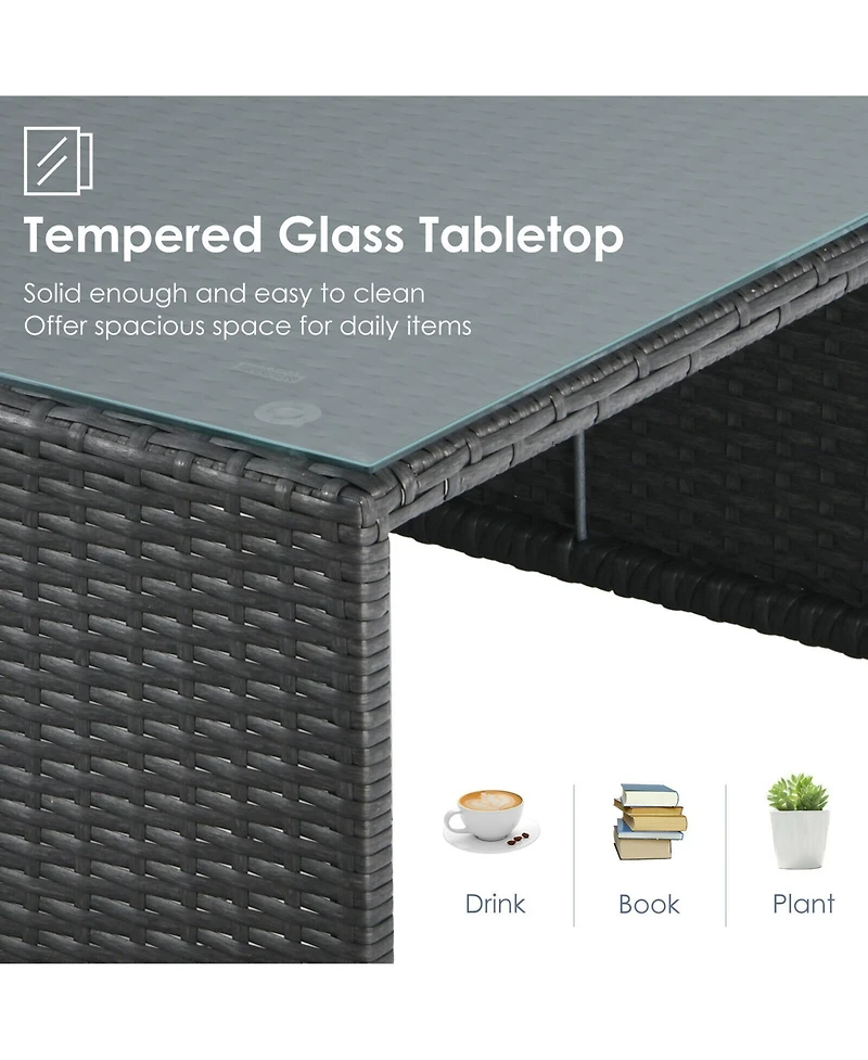 Gymax 6PCS Rattan Patio Conversation Furniture Set Cushioned Sectional Sofa Set