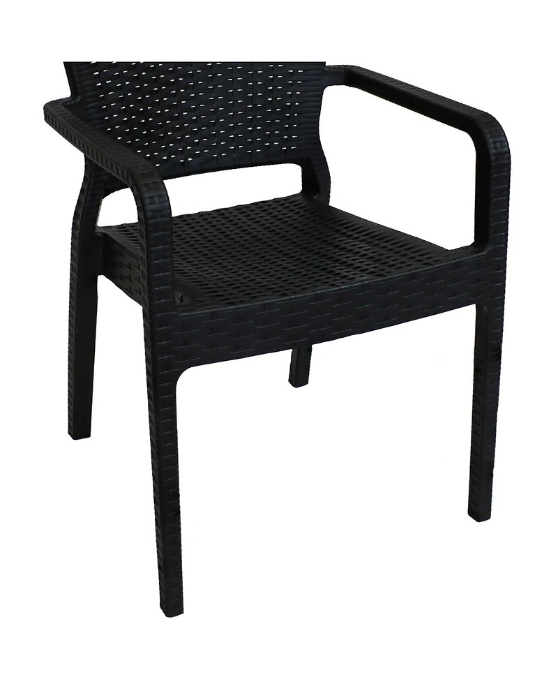Faux Wicker Rattan Design Plastic All-Weather Commercial-Grade Segonia Indoor/Outdoor Patio Dining Arm Chair