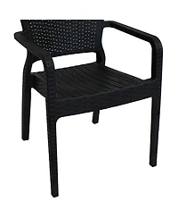 Faux Wicker Rattan Design Plastic All-Weather Commercial-Grade Segonia Indoor/Outdoor Patio Dining Arm Chair