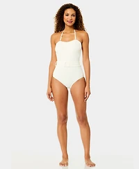 Anne Cole Women's Belted Bandeau Neck Strapless One-Piece Swimsuit