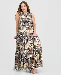 Anne Klein Plus Smocked-Waist Tiered Dress