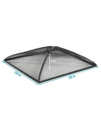 Outdoor Heavy-Duty Steel Mesh Square Easy-Opening Camp Fire Pit Spark Screen Lid