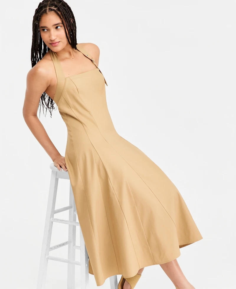 Seni & Cade Juniors' Buckle Halter-Strap Midi Dress
