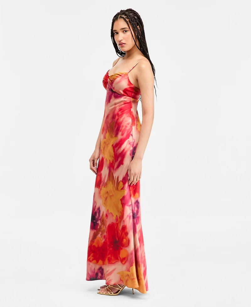 Seni & Cade Juniors' Hardware-Trim Satin Slip Dress