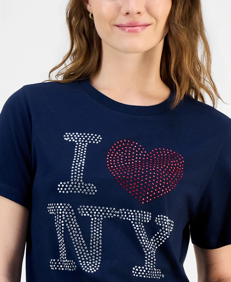 Grayson Threads, The Label Juniors' I Love Ny Rhinestone Tee