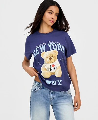 Grayson Threads, The Label Juniors' I Love Ny Bear Graphic-Print Tee