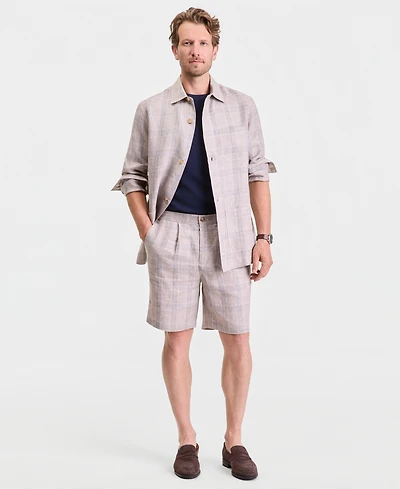Club Room Men's Dash Plaid Linen Shorts, Macy's Exclusive - Yd