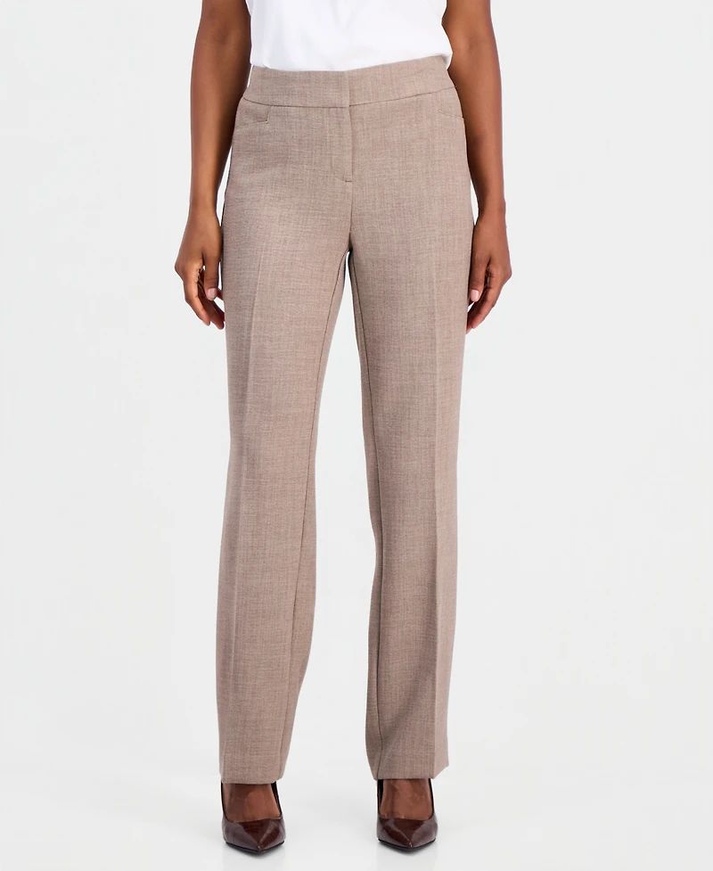 Kasper Women's Textured High-Rise Straight-Leg Trousers, Regular & Petite