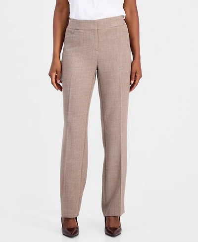 Kasper Women's Textured High-Rise Straight-Leg Trousers, Regular & Petite