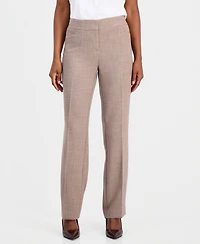 Kasper Women's Textured High-Rise Straight-Leg Trousers, Regular & Petite