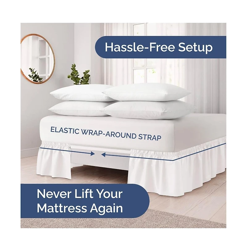 Cgk Unlimited Ruffled Elastic Wrap Around Bedskirt Inch Drop